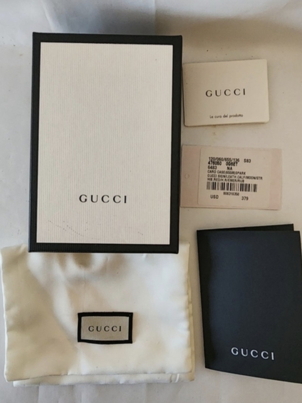 Gucci White and Black Silk Pocket Square with Branded Box